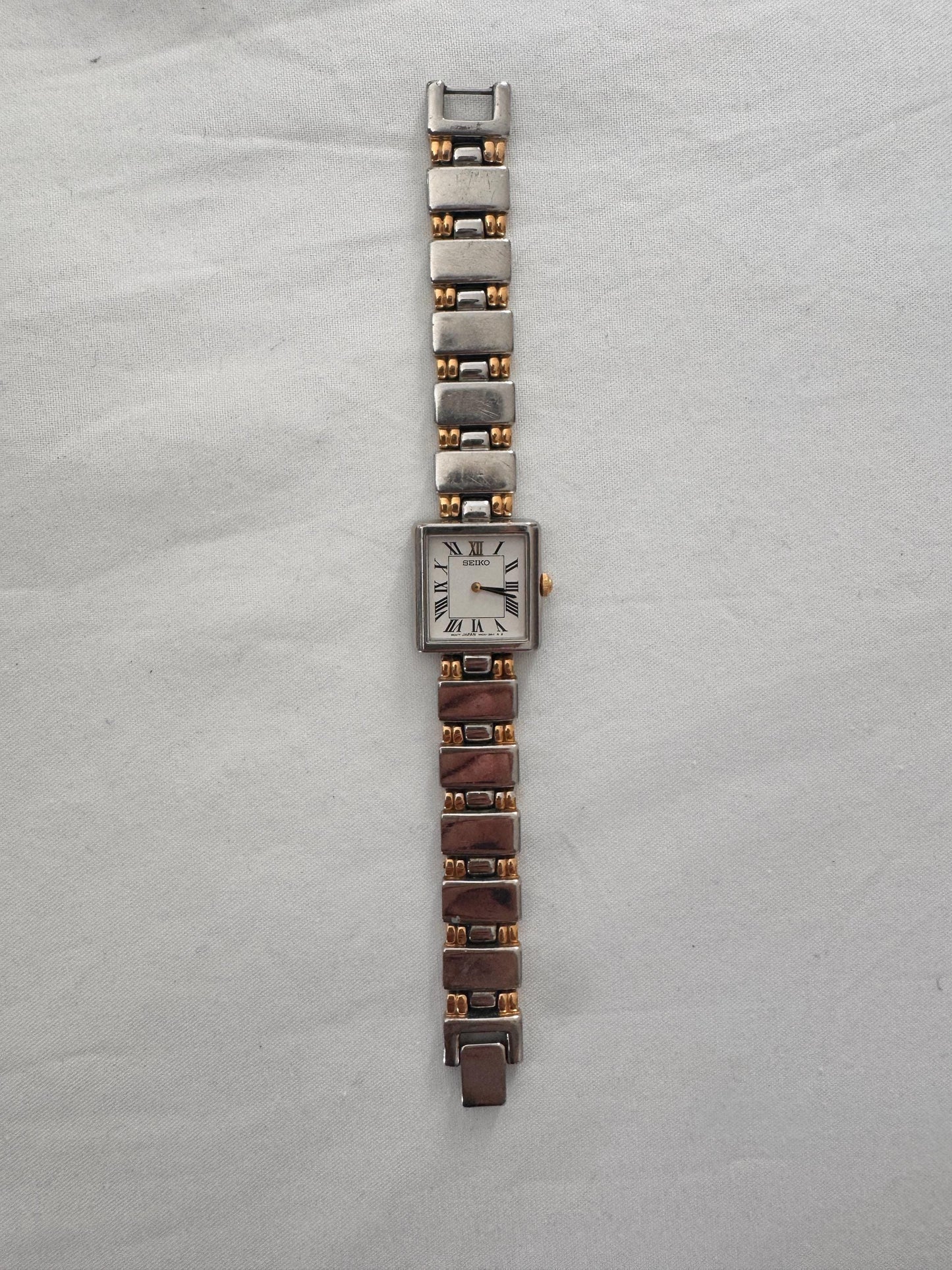 Vintage Seiko Watch; Rectangular Roman Numeral Watch