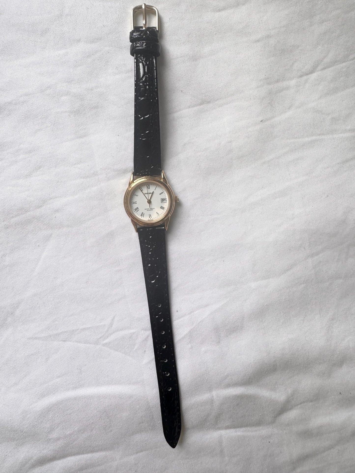 Vintage Leather Oval Watch; Roman Number Watch