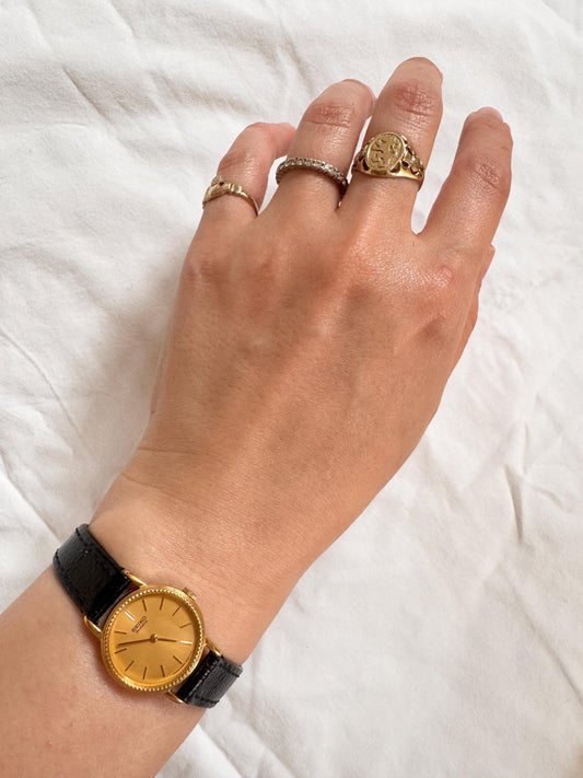 Vintage Leather Watch; Seiko Watch