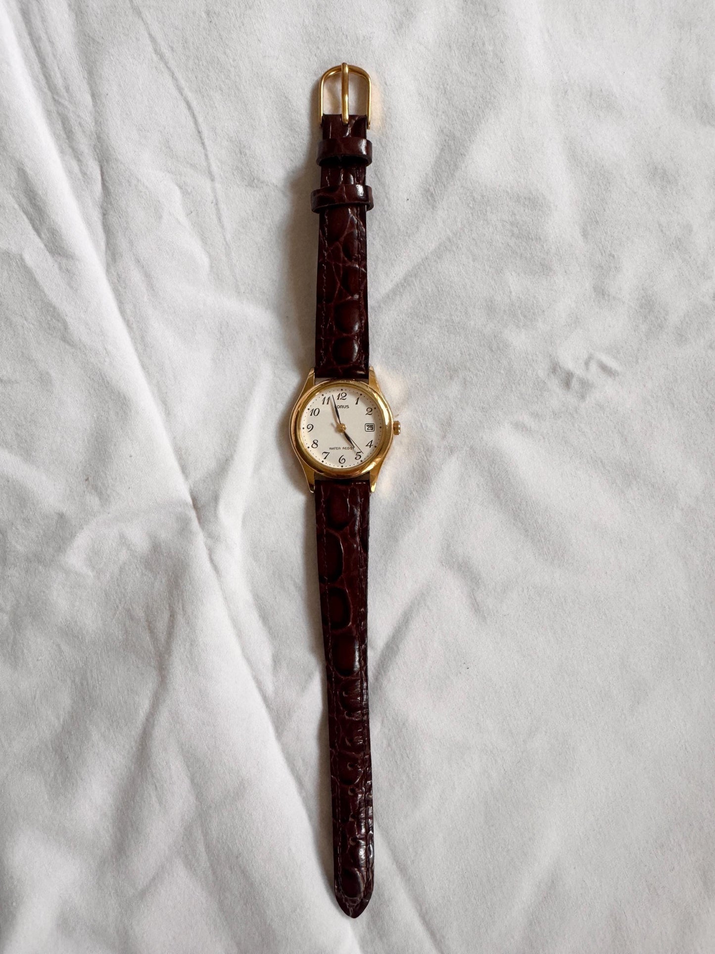 Vintage Leather Watch; 90s Brown Watch