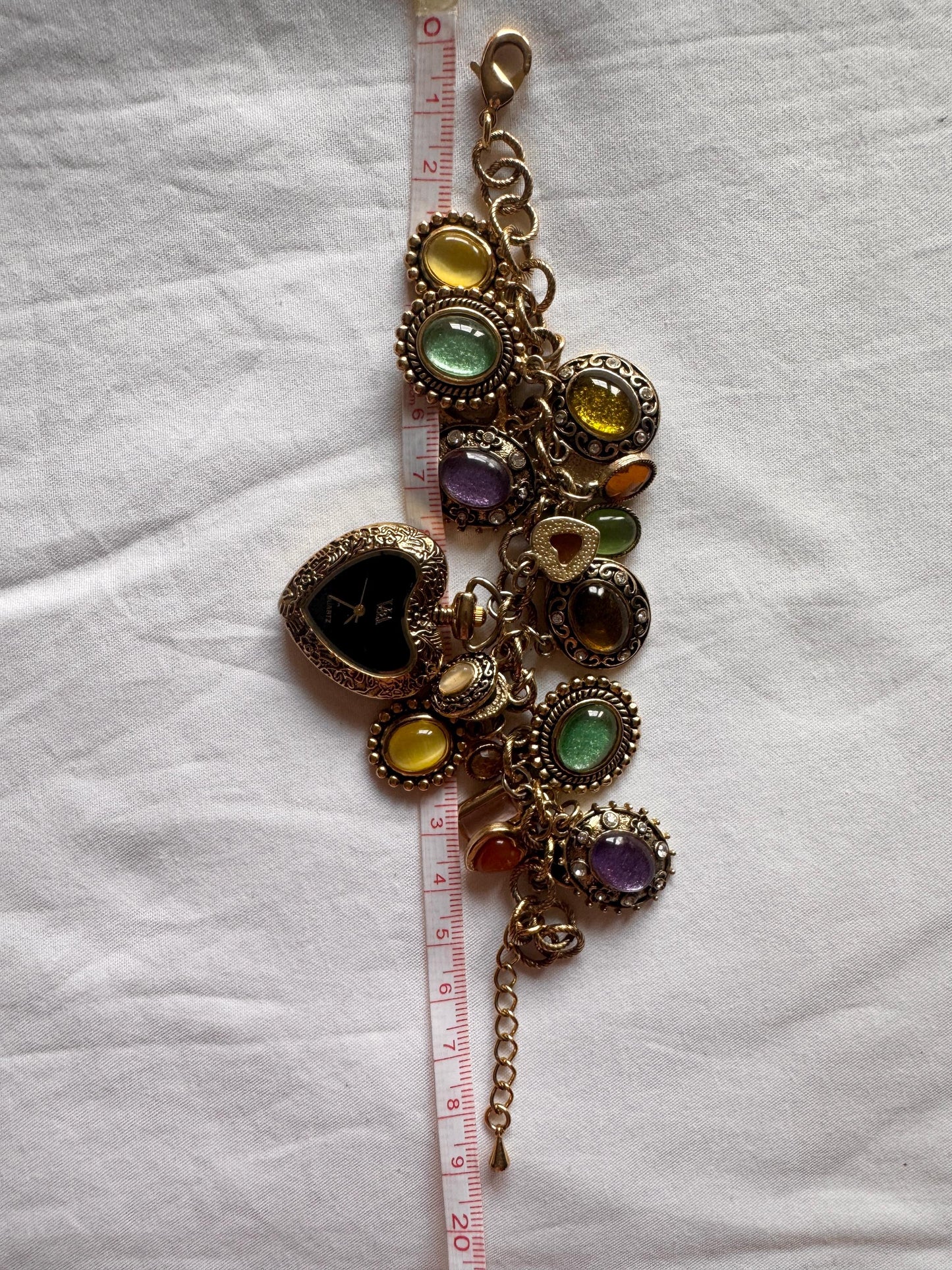 Charm Heart Bracelet Watch; Victoria Albert Chain Watch