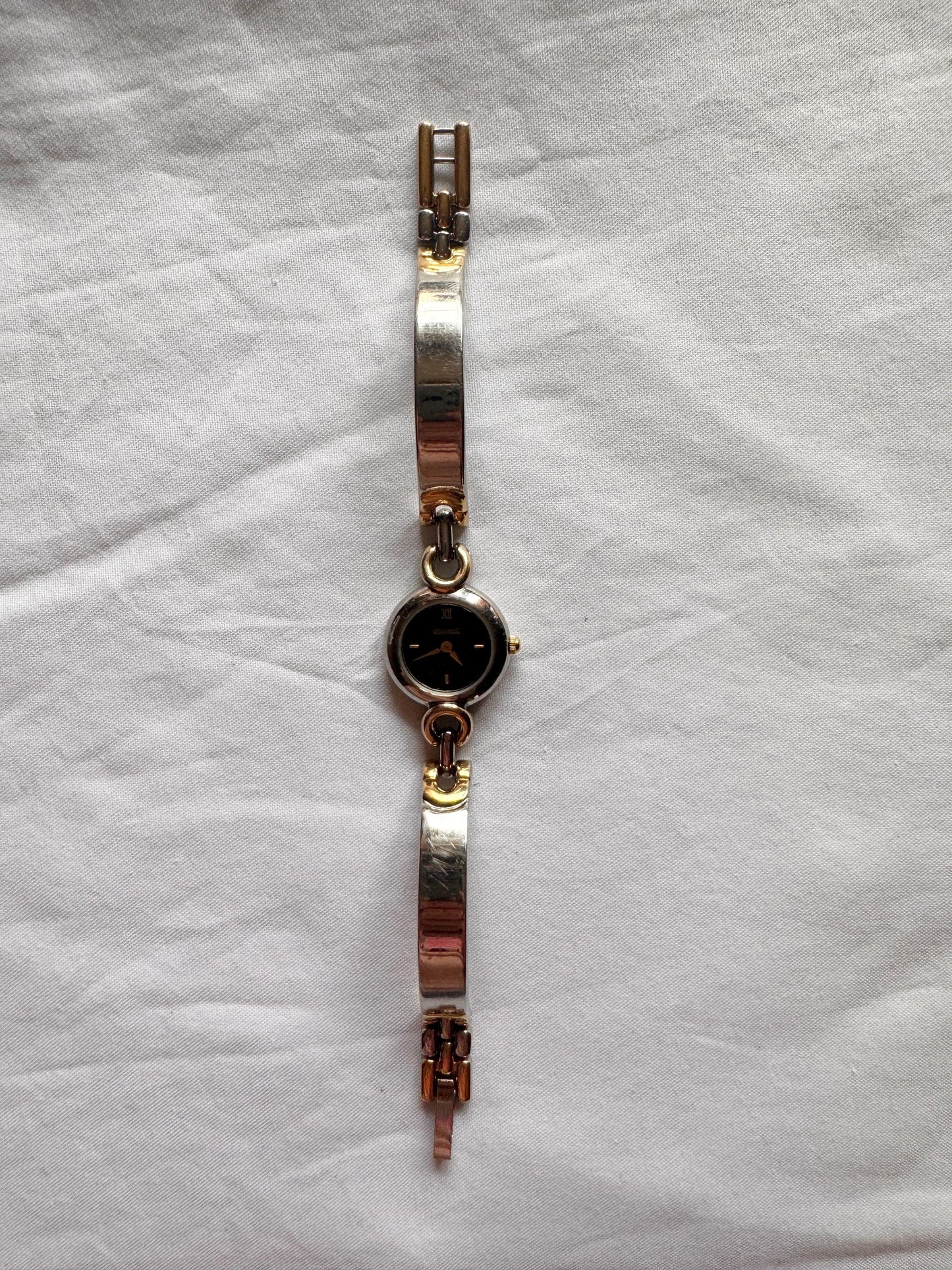 Vintage Bangle Watch; Dainty Gold Silver Watch