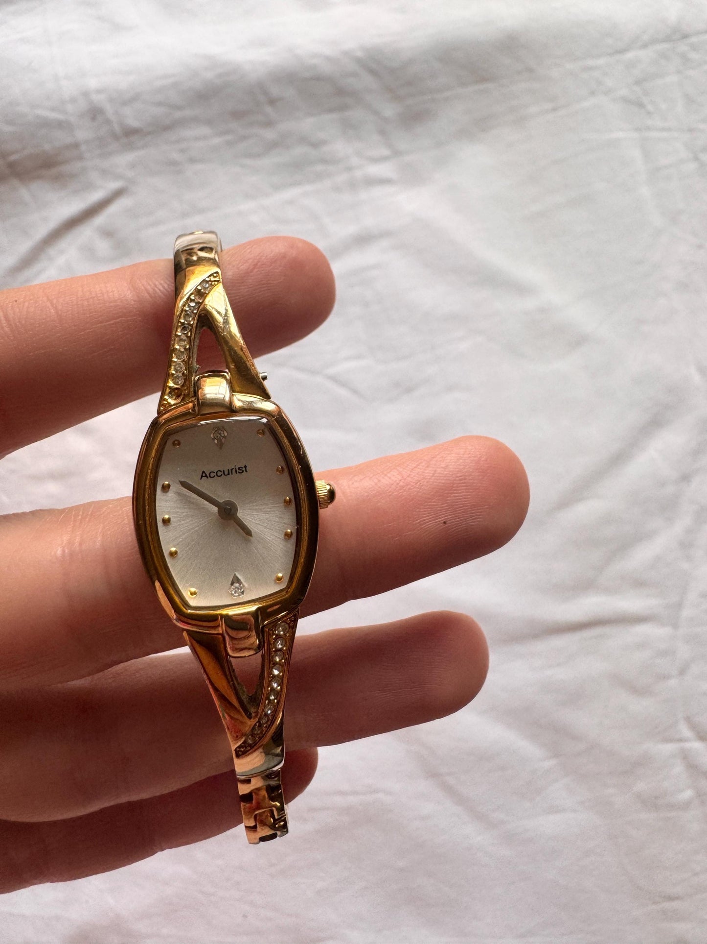 Vintage Bracelet Watch; Square Stone Watch