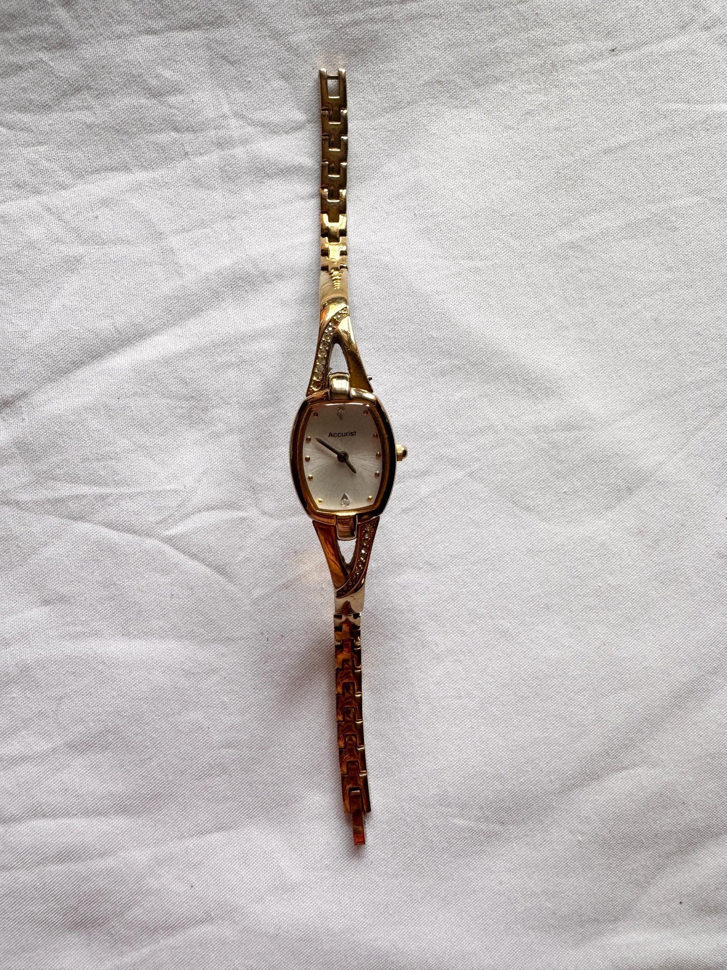 Vintage Bracelet Watch; Square Stone Watch