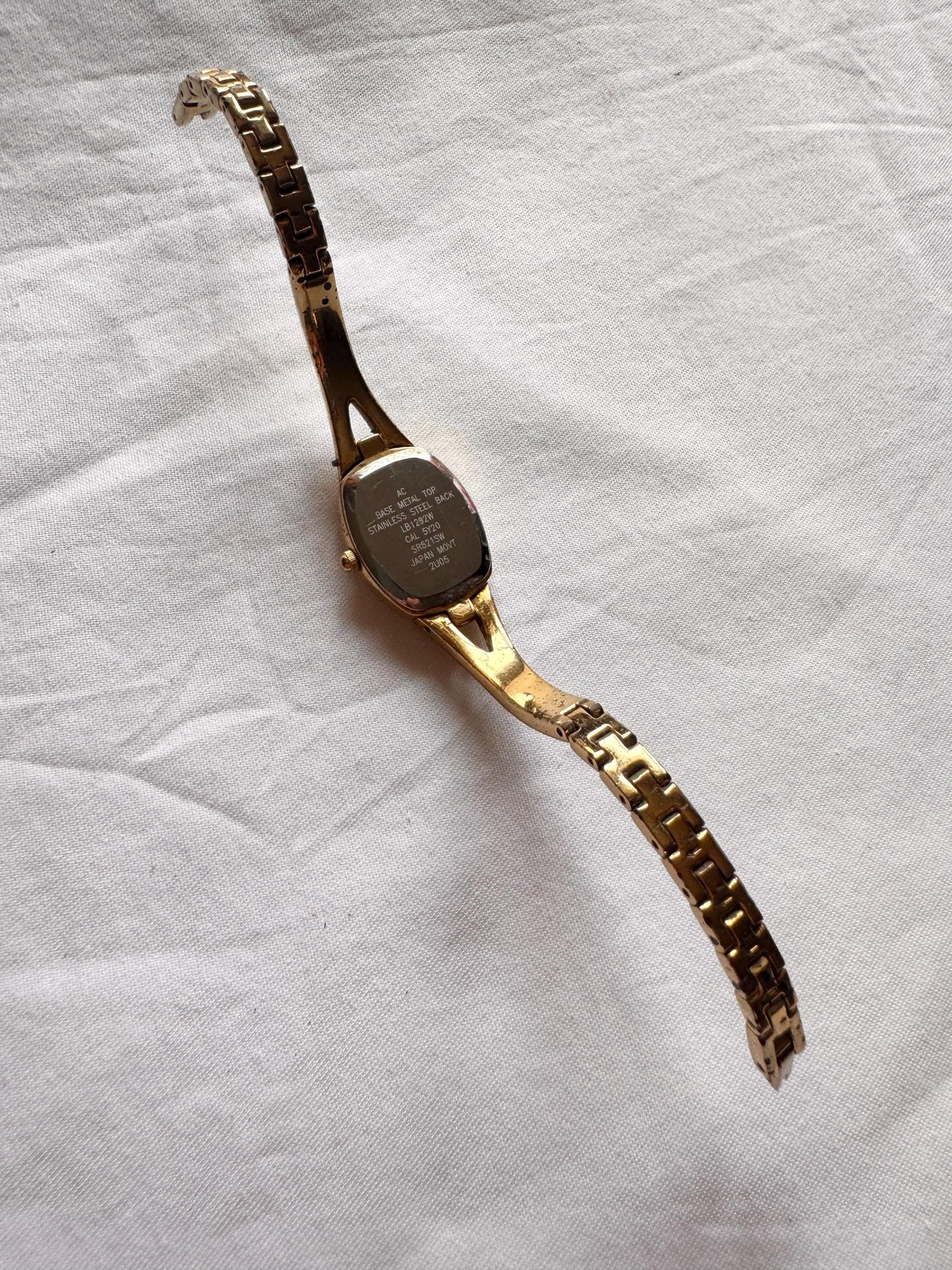 Vintage Bracelet Watch; Square Stone Watch