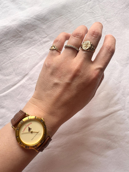 Vintage Famous Grouse Watch; 90s Brown Leather Watch