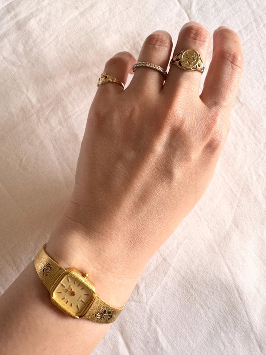 Vintage Floral Watch; Ladies Cocktail Watch