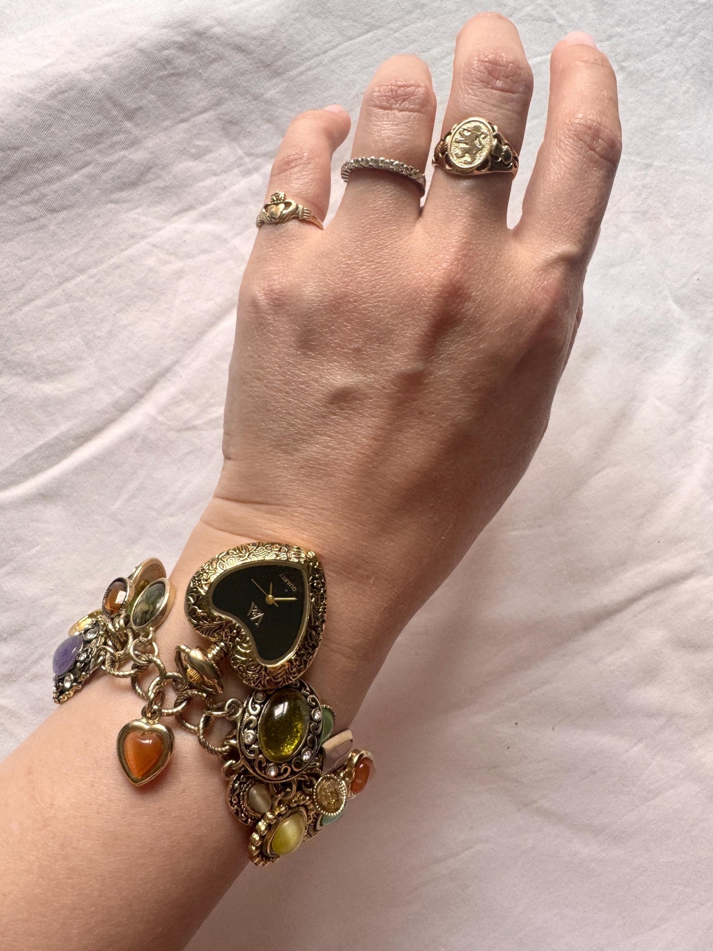 Charm Heart Bracelet Watch; Victoria Albert Chain Watch