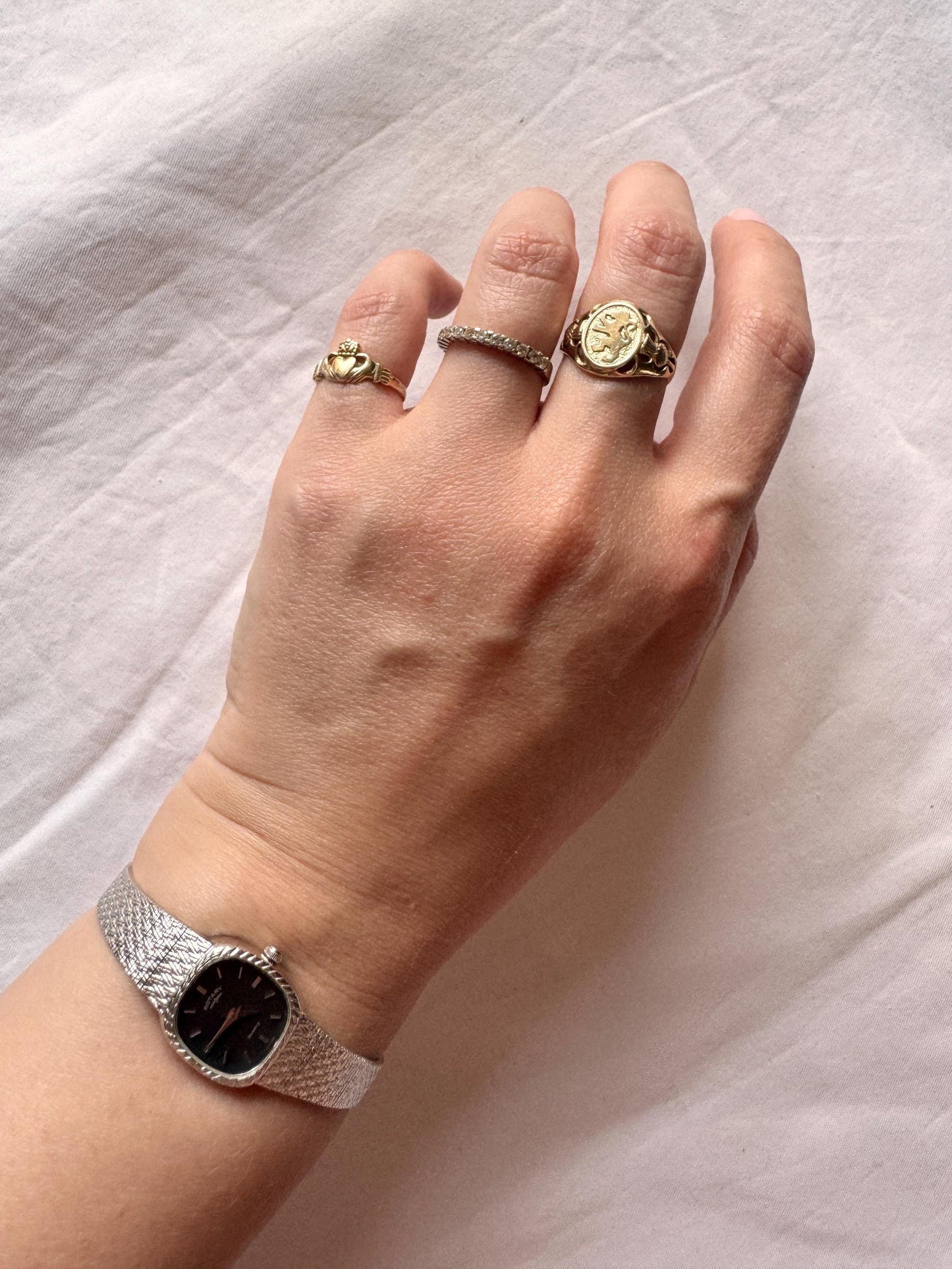 Vintage Silvery Bracelet Watch; Dainty Silver Look Watch
