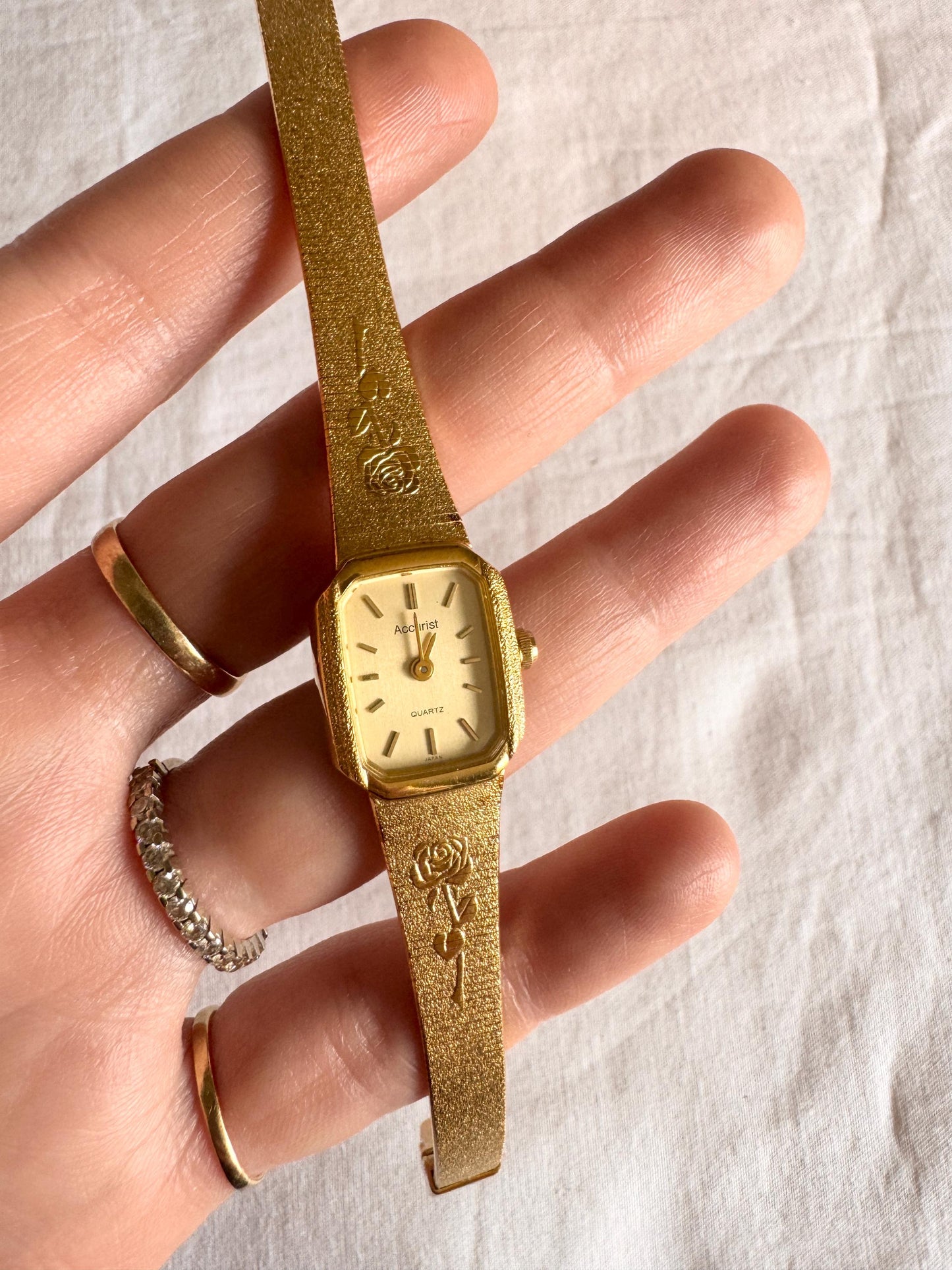 Vintage Floral Watch; Ladies Cocktail Watch