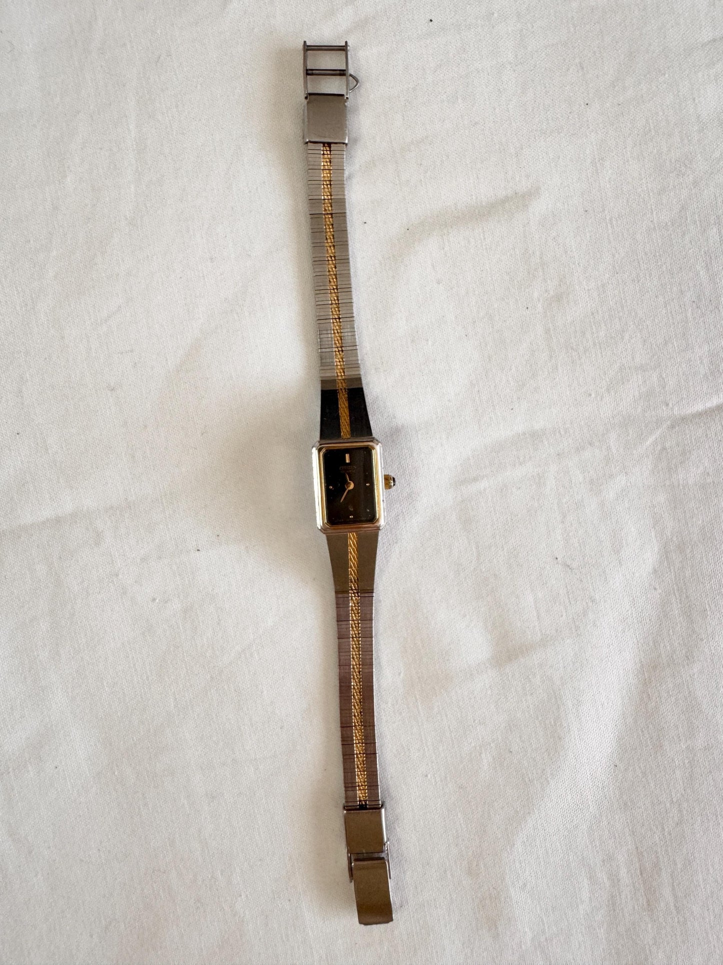80s Bracelet Watch; Vintage Silver Gold Look Watch