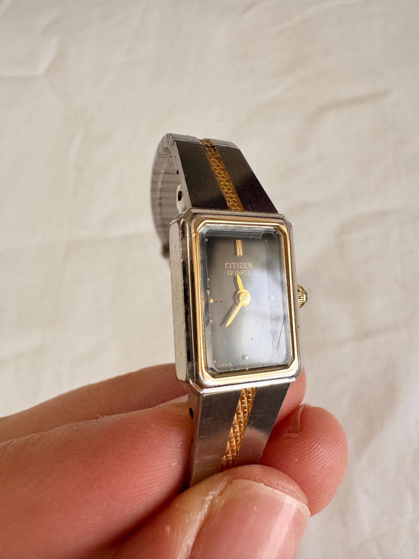 80s Bracelet Watch; Vintage Silver Gold Look Watch