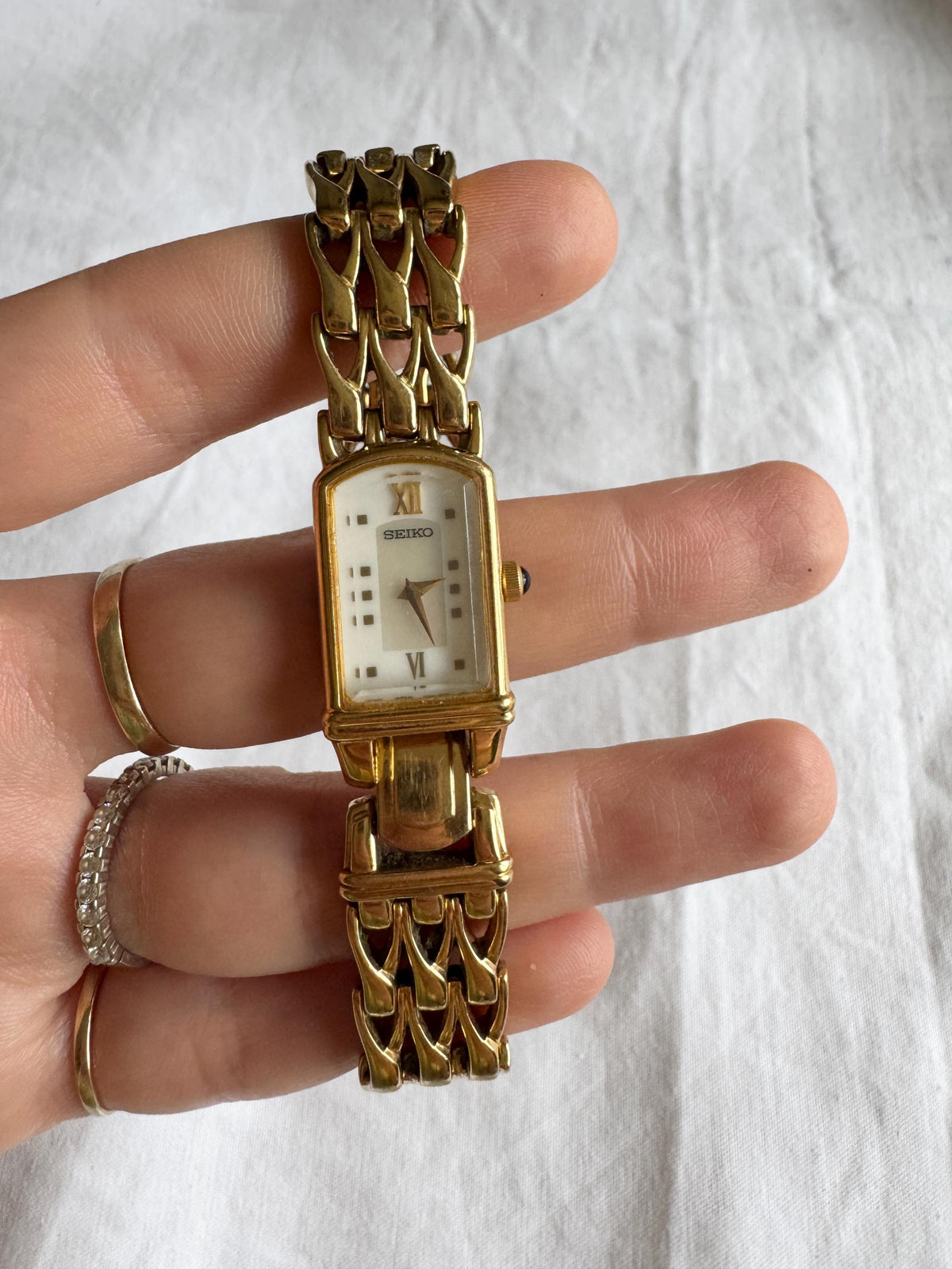 Rare 90s Tank Style Watch; Rectangular Seiko Bracelet Watch