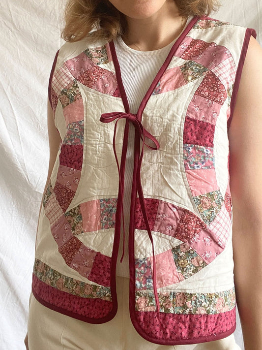 Reworked Quilted Vest; Upcycled Floral Quilted Vest