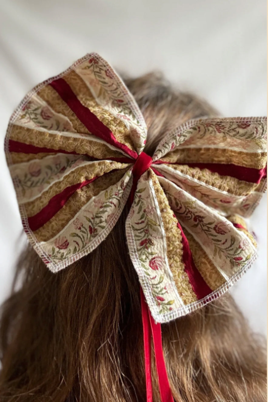 Reworked Christmas Bows; Red Bows with Velvet Ties